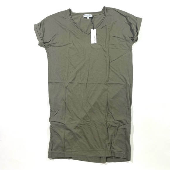 Michael Stars Cara V Neck Tee Shirt Dress Olive Green - Picture 2 of 7